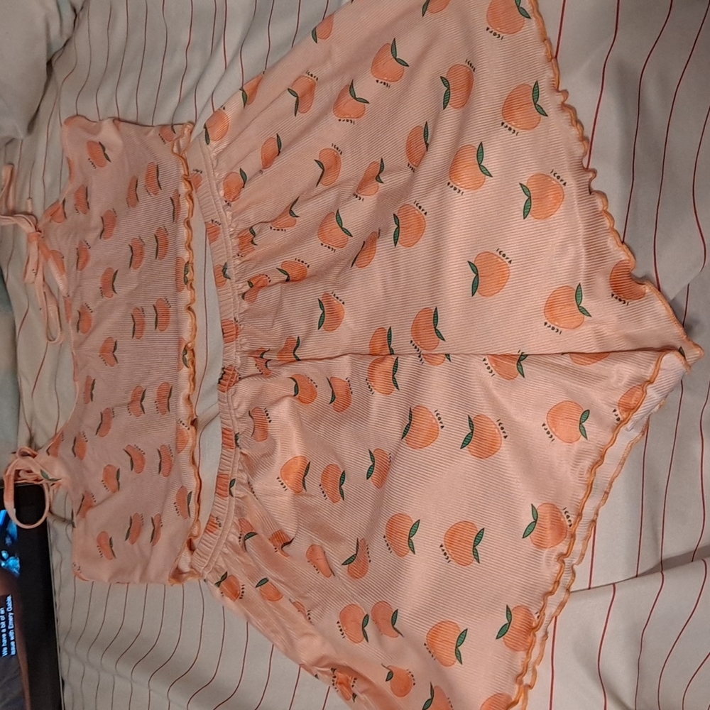 Shein peach print pajama set